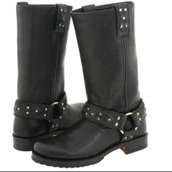 Frye Shoes - FRYE RARE VERONICA HARNESS Boots W/ Box Black Leather Moto Size 7.5